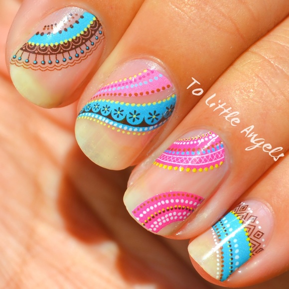 Colorful Swirl Dolly - Nail Art Decal H21 - Picture 2 of 2